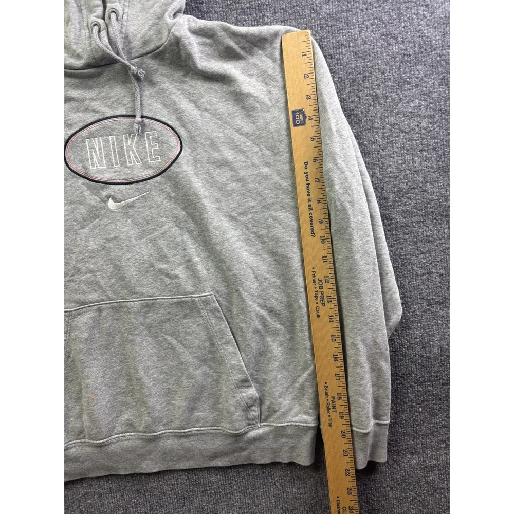 Nike Hoodie Mens Small Gray‎ Embroidered Oval Logo Pullover Fleece Sweatshirt